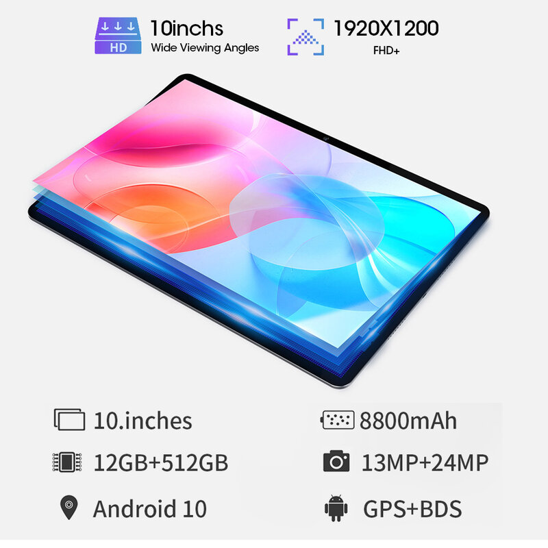 Versione globale Pad Pro Tablet 12GB 512GB 10 pollici HD tablet android Snapdragon 870 Octa Core 8800mAh Tablet Android 10 5G rete
