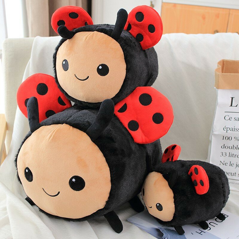 40cm Kawaii pszczoła/biedronka pluszowa poduszka zabawka lalka kreskówka miękkie kreatywny owad wypchane zwierzę rzuć poduszka dziewczyny pluszaki prezenty