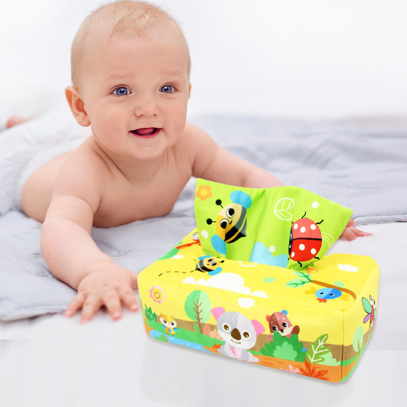 Pull Entlang Baby Sensorischen Spielzeug Pull Entlang Magie Tissue Box Tier STEM Montessori Spielzeug Bildungs Manipulative Vorschule Lernen