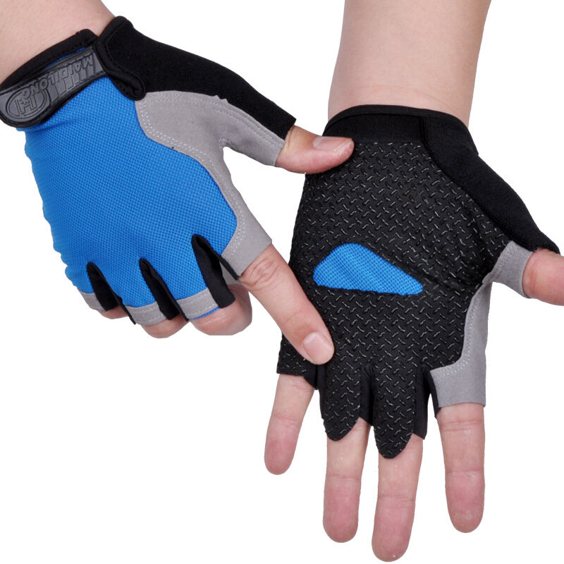 Guantes de Ciclismo de medio dedo para hombre y mujer, guantes deportivos sin dedos para entrenamiento de gimnasio, levantamiento de pesas