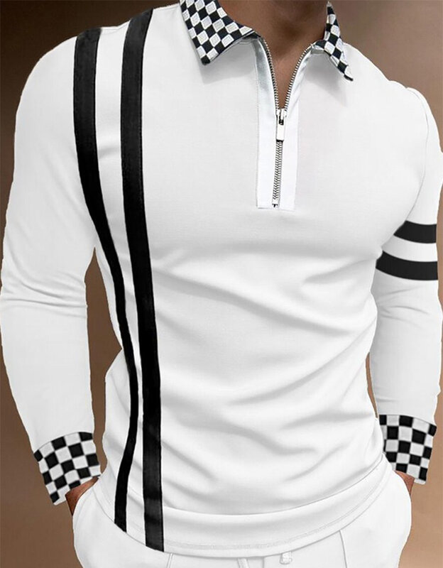S-5XL dos homens casuais de verão manga longa camisas polo masculino zip camisa masculina topos roupas de golfe de rua para homem 2022