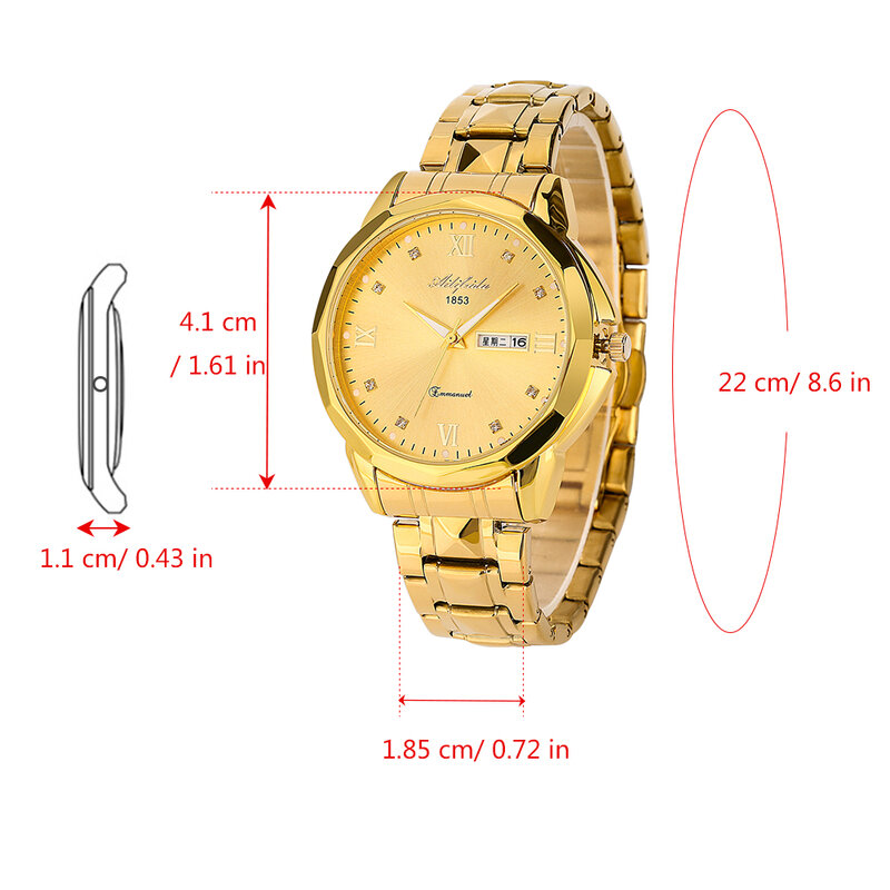 Reloj minimalista dorado para hombre, cronógrafo de pulsera de cuarzo con calendario de negocios a la moda, conjunto de regalo de lujo para hombre