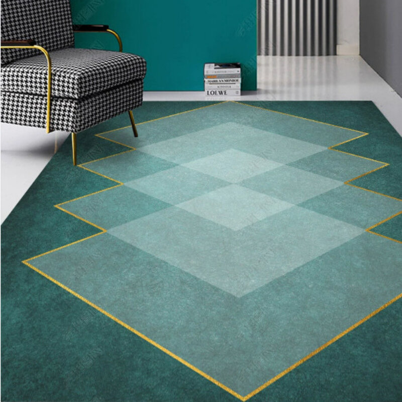 3Dプリントの抽象的な緑のカーペット,リビングルーム用の大きなエリア,家の装飾,滑り止め,ソファマット