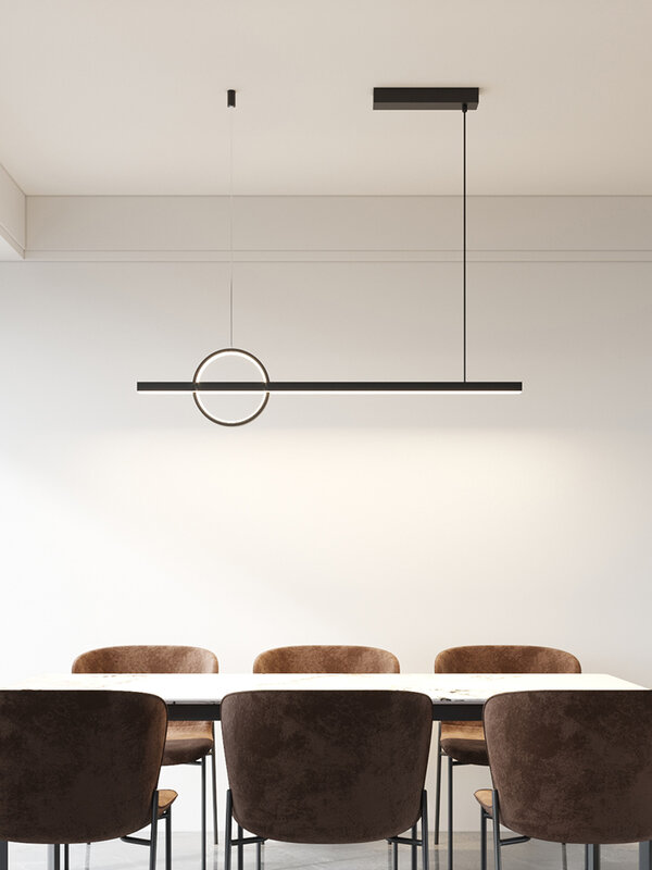 Italian Minimalist Design Restaurant Chandelier Modern High-end Black Copper Geometric Long Atmosphere Bar Office Pendant Lights
