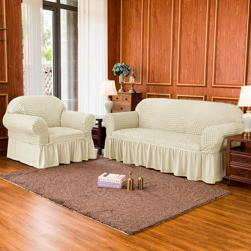 Funda de sofá de sirsaca a cuadros para sala de estar, funda de sofá elástica para el hogar, funda para sillón, 1/2/3/4 asientos