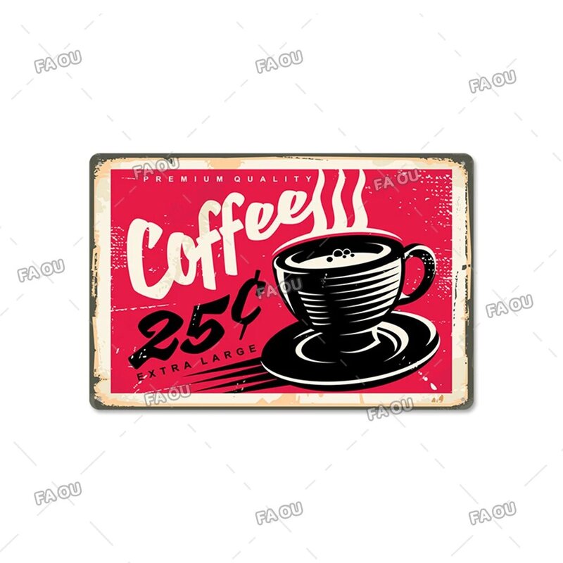 Coffee Can Family Symbol Letter Art Vintage Metal Billboard Poster Decoration Iron Plaque Painting Wall Sign Bar Cafe Decor Gift