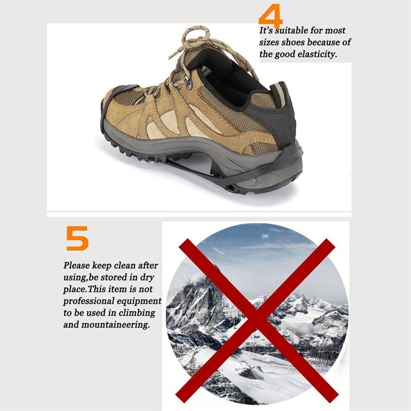 Crampons de Traction antidérapants à 8 dents, 1 paire, chaussures de neige, chaussures de marche, randonnée en plein air, escalade