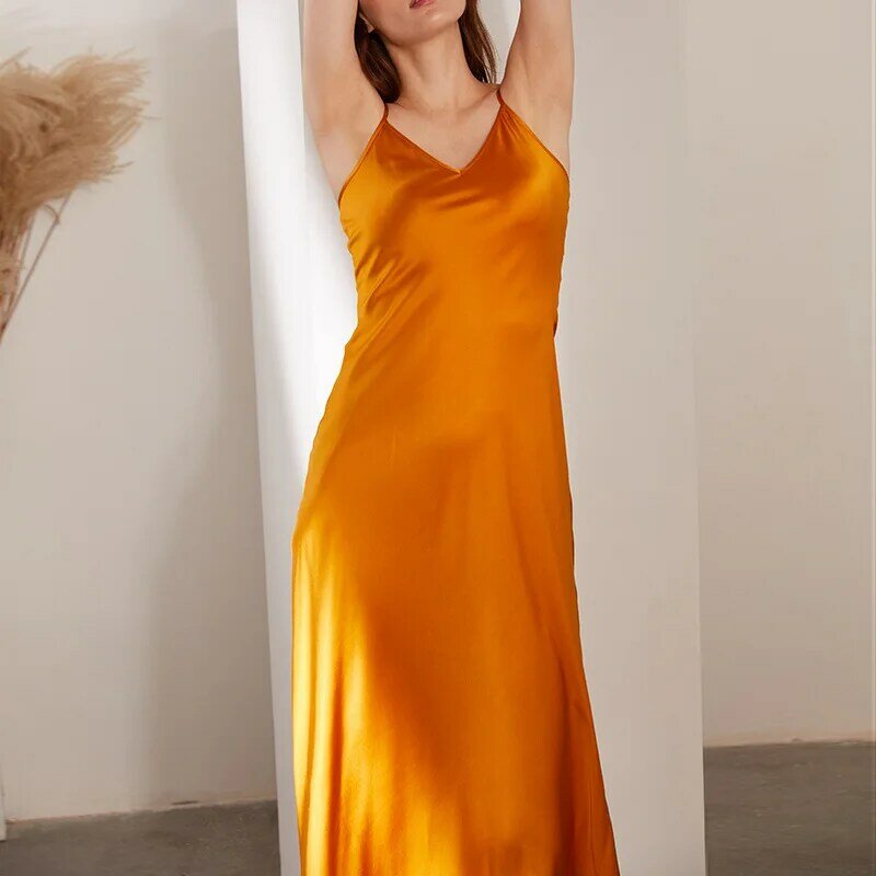 Женское шелковое платье с V-образным вырезом, длиной 19 мм