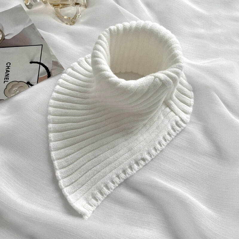 Winter Turtleneck False Fake Collar Solid Color Knitted Striped Detachable Triangle Scarf Wrap Windproof Stretchy Neck Warmer