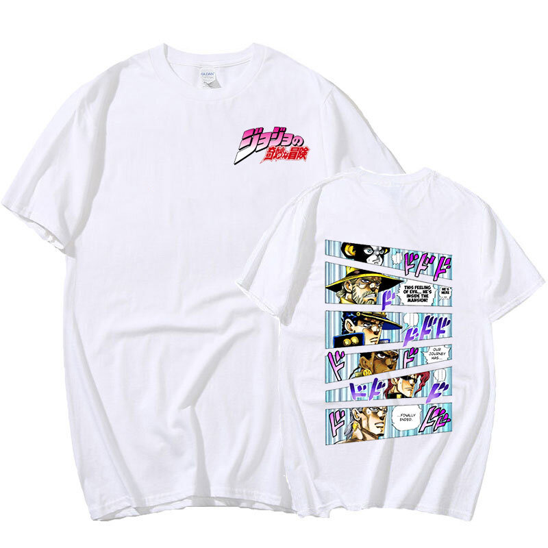 Summer Men Tops Funny Cartoon T-shirt Streetwear Fashion Unisex Graphic Tees Japanese Anime Jojo Bizarre Adventure Male T Shirt