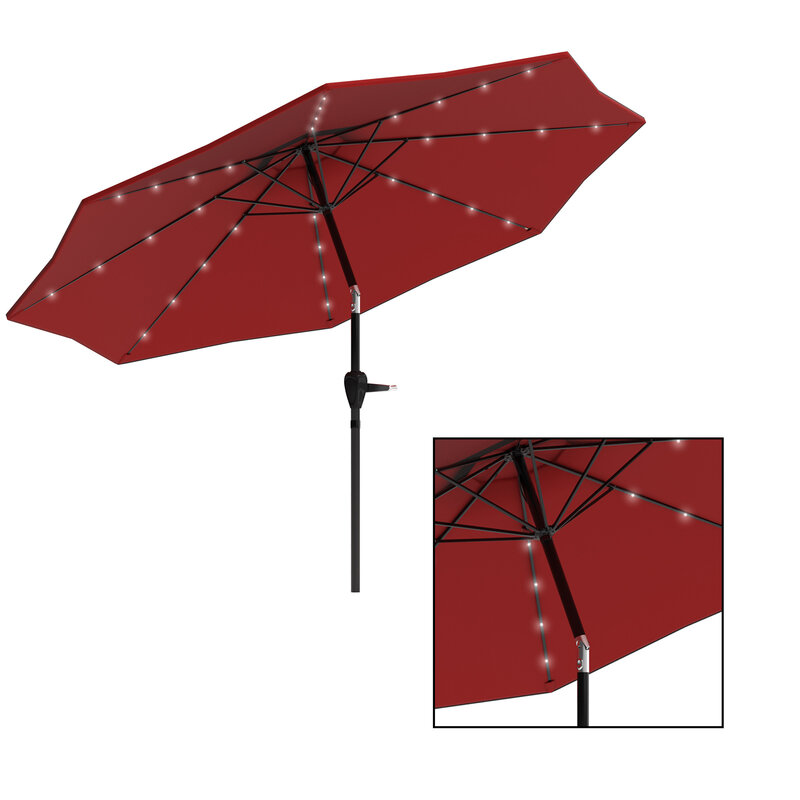 Payung Teras 10 Kaki dengan Lampu LED Surya