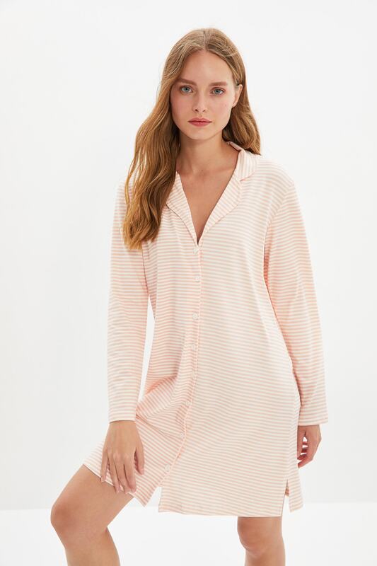 Trendyol Striped Knitted Nightgown THMAW22GC0085