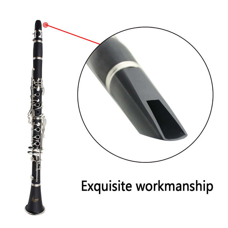 Boquilla de clarinete Bb, boquilla de plástico ABS negro, instrumento de viento de madera profesional, piezas y accesorios de clarinete
