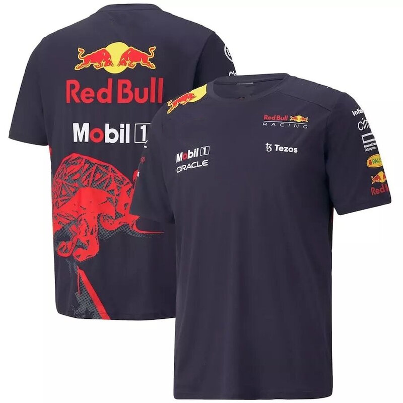 2022 футболка для экстремальных видов спорта красного цвета команды формула One F1, мужские топы с быком, дышащая футболка с короткими рукавами ...