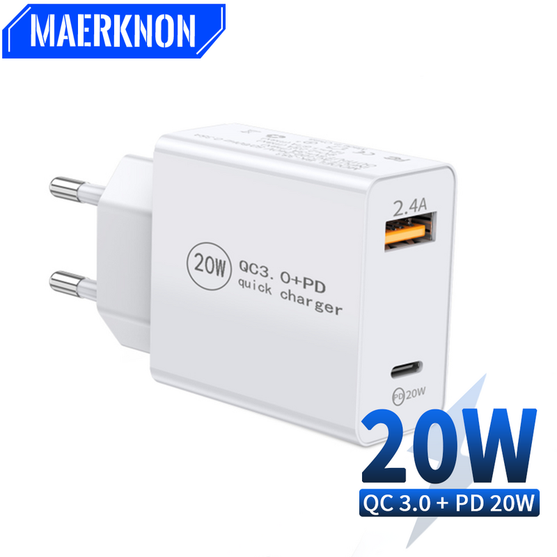 2 Poort 20W Snelle Usb Pd Charger QC3.0 Voor Iphone 13 12 11 Pro Max Ipod Xiaomi Huawei Samsung mobiele Telefoons Quick Opladen Lader