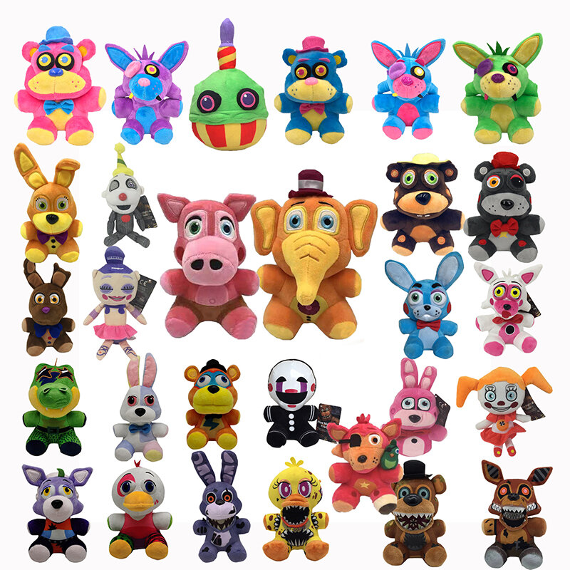 FNAF-Anime Plush Toy para Crianças, Urso, Sly, Coelho, Desenhos Animados,  Freddy, Fazbear, Animais, Kawaii, Presentes de Aniversário, Novo, 18cm