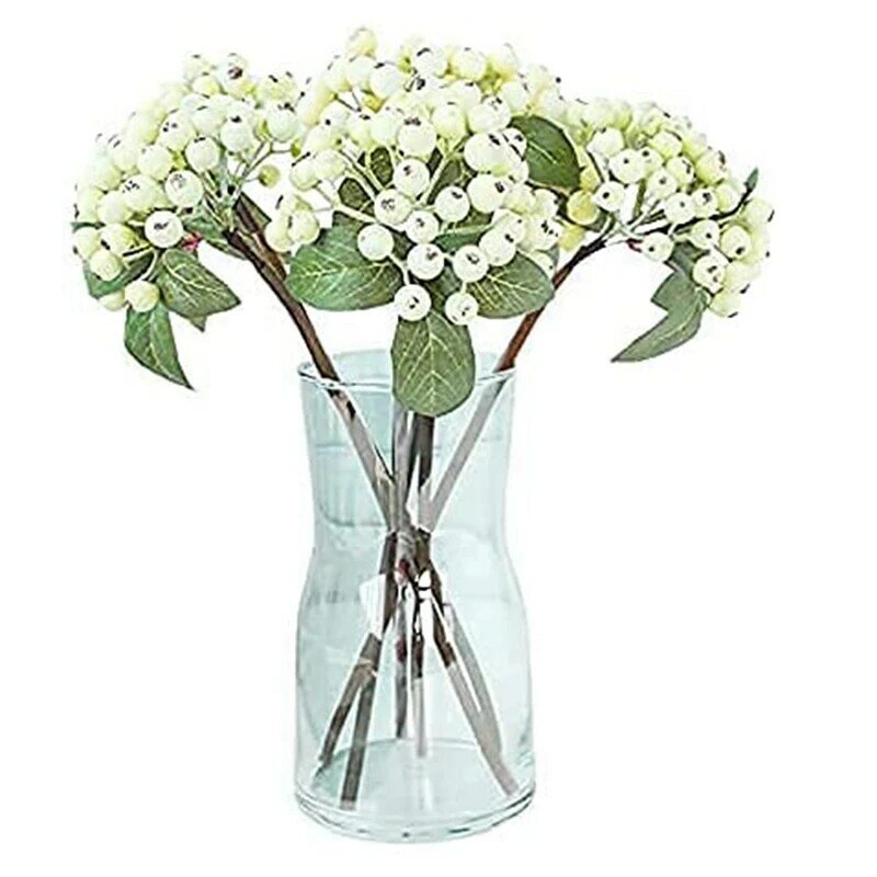 結婚式のパーティーのための6個の人工白いホリーベリーステムのリアルな花束、家のためのベリーの装飾の偽のベリー
