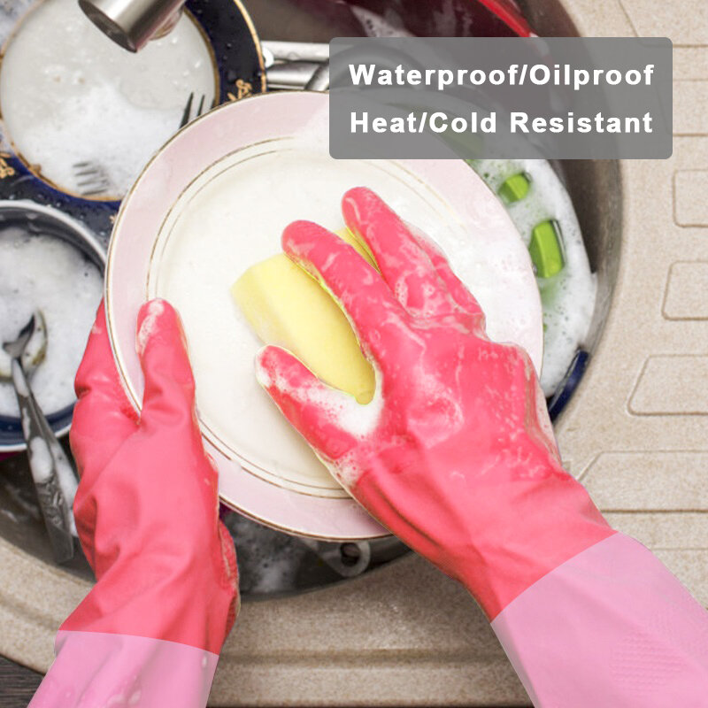 Luvas de limpeza longas luvas de borracha ferramenta de cozinha à prova dwaterproof água lavar louça lavagem prato para uso doméstico scrubbe repeatable