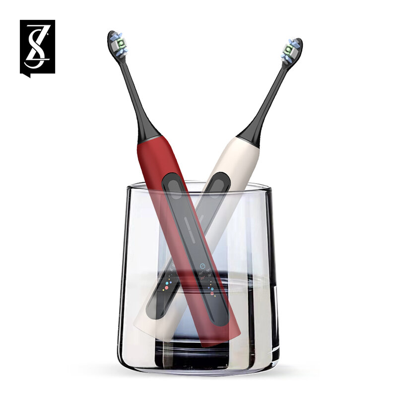 ZS-cepillo de dientes eléctrico sónico para adultos, dispositivo con temporizador de programa, pantalla OLED, resistente al agua, limpia con 7 cepillos, lavable, blanqueador de dientes