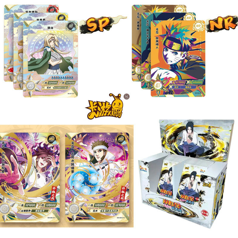 SP NR AR 컬렉션 게임 선물 어린이 장난감, 카유 오리지널 나루토 카드, 장의 싸움 애니메이션 상자, 사스케 카카시 가아라 희귀 영웅