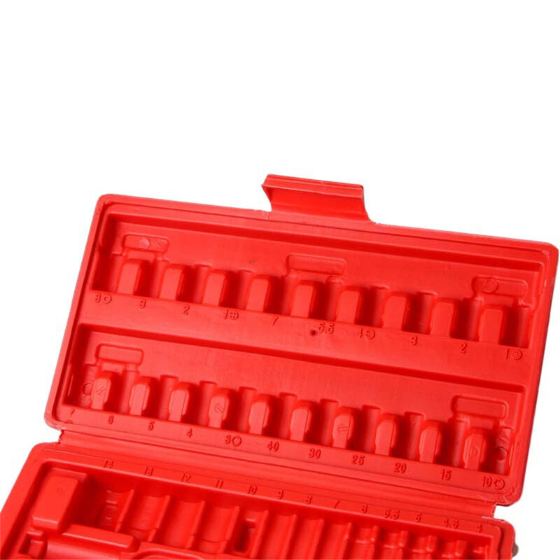 46 sztuk/zestaw puste pudełko-1/4-Cal 6.35 rękaw z grzechotką w magazynie narzędzia do naprawy Auto Red Wterproof Srorage Box