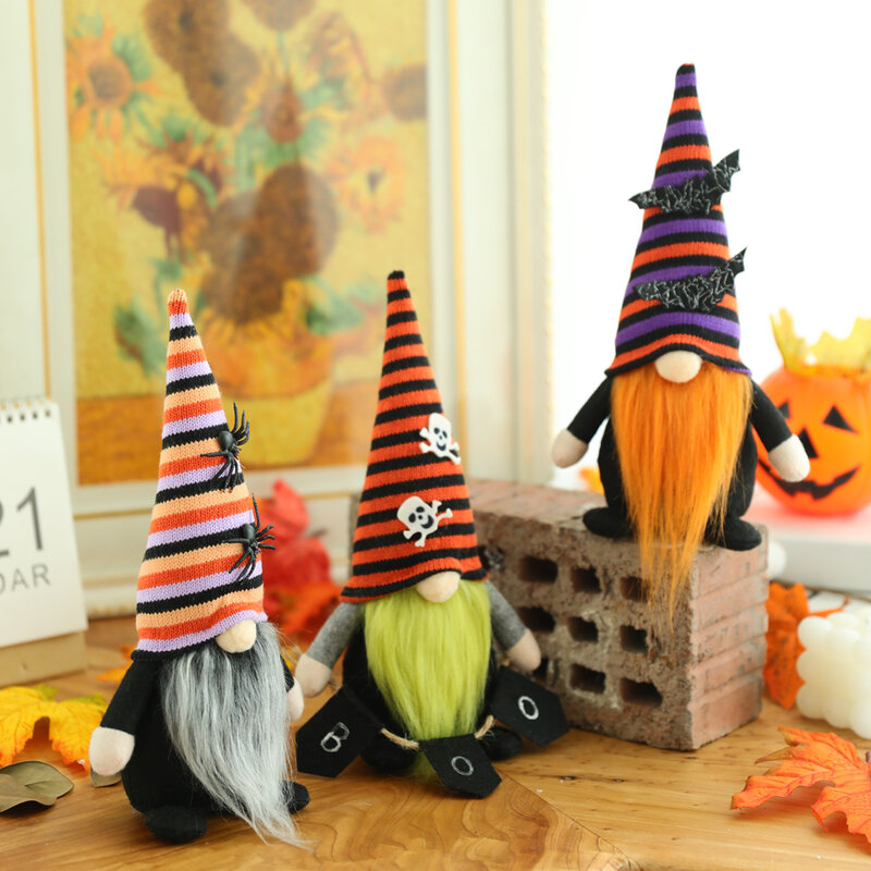 Novo halloween festa de aniversário bonecas decorações para crianças listrado preto aranha morcego rudolf brinquedos sem rosto decorações