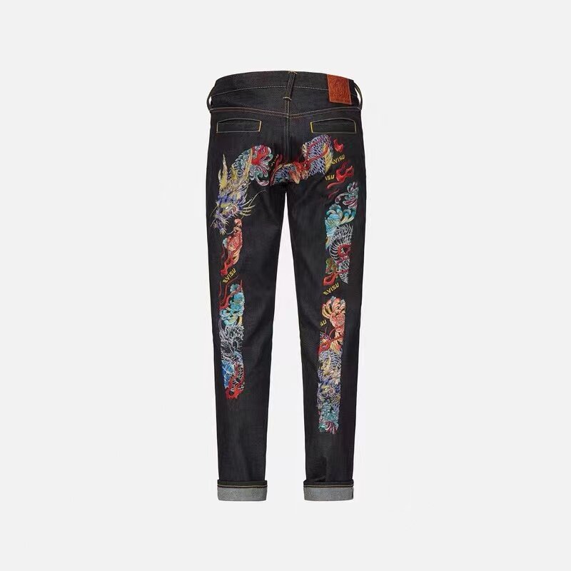 Novo estilo de japão retro m bordado padrão gaivota imprimir jeans de alta qualidade 1-1 alta qualidade estilo hip hop