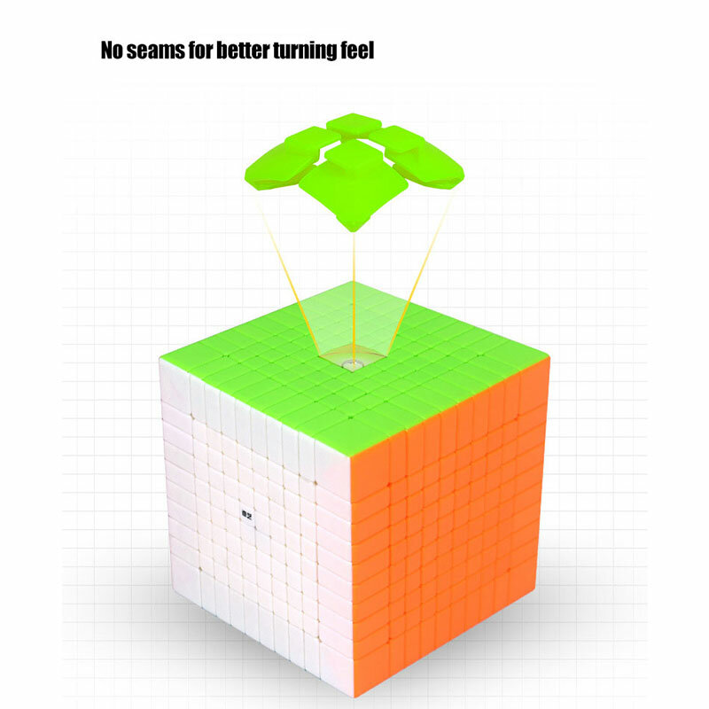 Qiyi-Cube magique sans autocollant pour enfants, jouet de puzzle professionnel, 10 couches, 10x10
