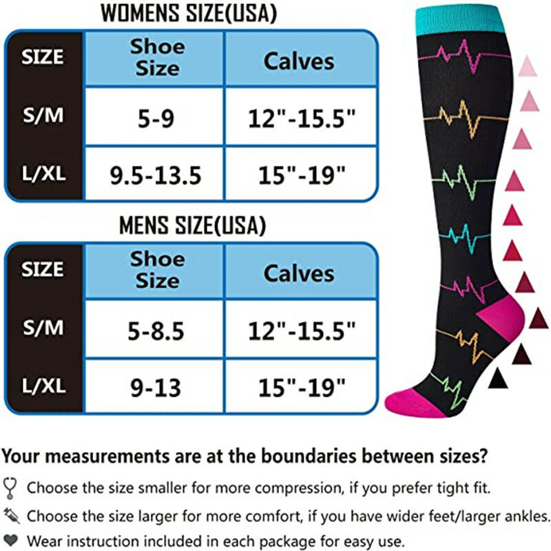 Meias de compressão para edema, meias de compressão para uso ao ar livre, masculinas e femininas, meias para esportes, corrida e caminhadas