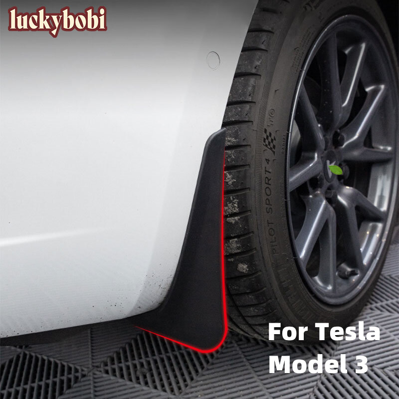 Mud Flaps สำหรับ Tesla รุ่น3 17-21อุปกรณ์เสริม Guard Fender ด้านหน้าล้อเลื่อนด้านหลังคาร์บอนไฟเบอร์ ABS ไม่มีเจาะร...