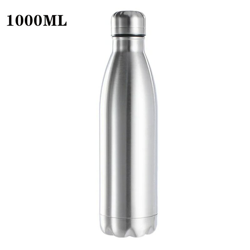 Botella de agua portátil de acero inoxidable de grado alimenticio para exteriores, vaso de vacío de una sola pared a prueba de fugas, botella de agua fría y caliente, 500/750/1000ml