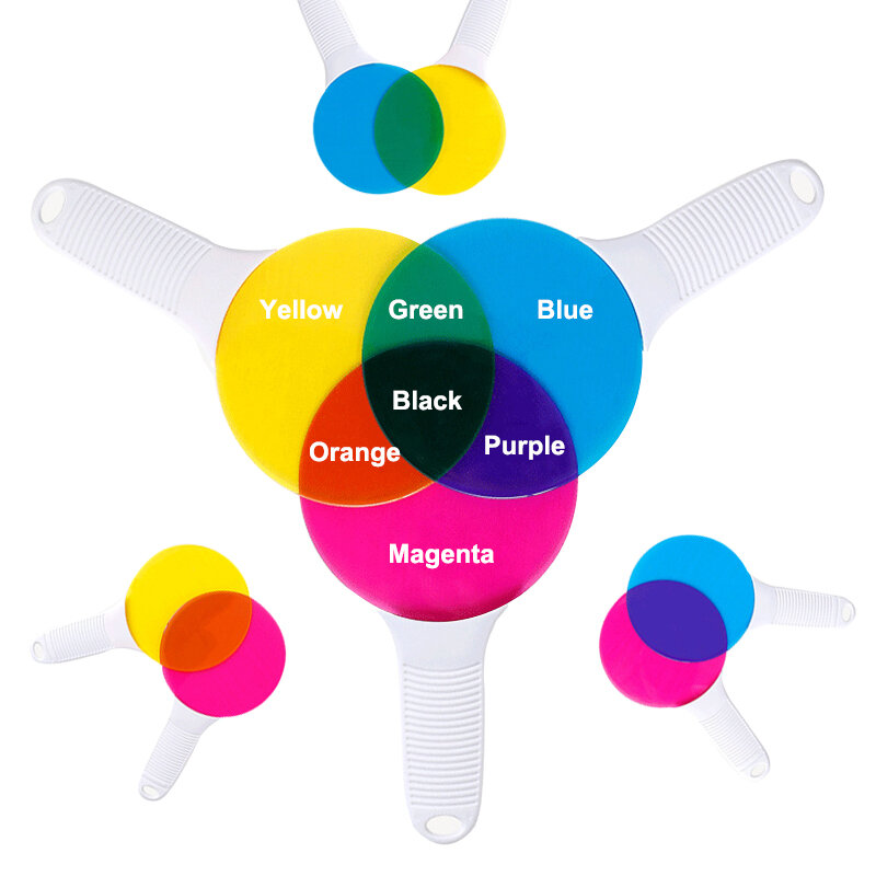 컬러 필터 색상 혼합 게임 장난감, 3 가지 기본 색상 필터, 광학 과학 실험 도구, 어린이 장난감