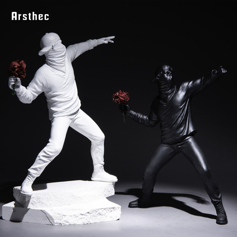 Arsthec-estatua de arte Pop de Graffiti Banksy, figuritas de Interior para estética, accesorios de decoración de la habitación de la Oficina del hogar, regalo para adolescentes