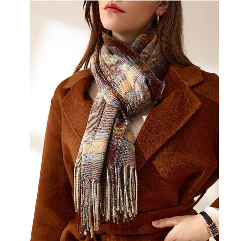 女性用カシミヤスカーフ,高級ブランド,韓国スカーフ,カシミヤ,暖かくて用途の広い,春と秋用,コレクション2022