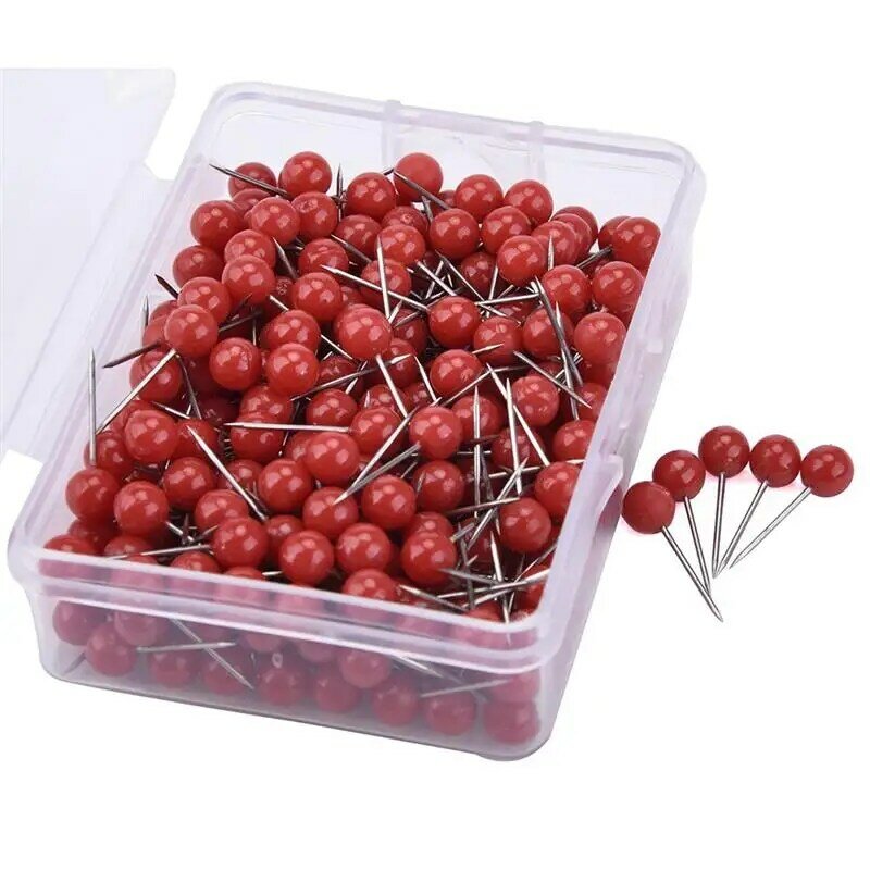 50000Pcs Push Round Ball Head Map Tacks with Stainless Point for Office Home Crafts DIY Marking (Red)