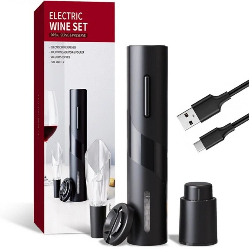 Apribottiglie elettriche per vino rosso apribottiglie automatico per vino rosso apribottiglie per ricarica USB 4 in 1 accessori da cucina gadget