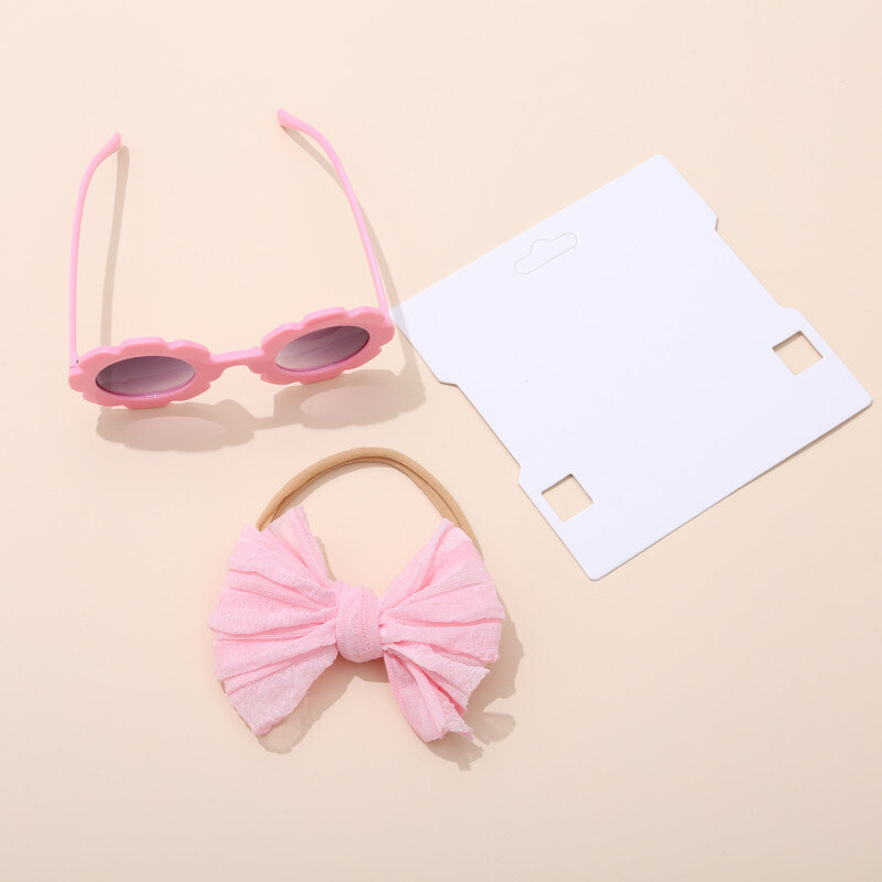 2 pz/set accessori per bambini per ragazze fasce elastiche in pizzo con occhiali da sole floreali turbante per bambini Soft Kids Bow Headwear Summer