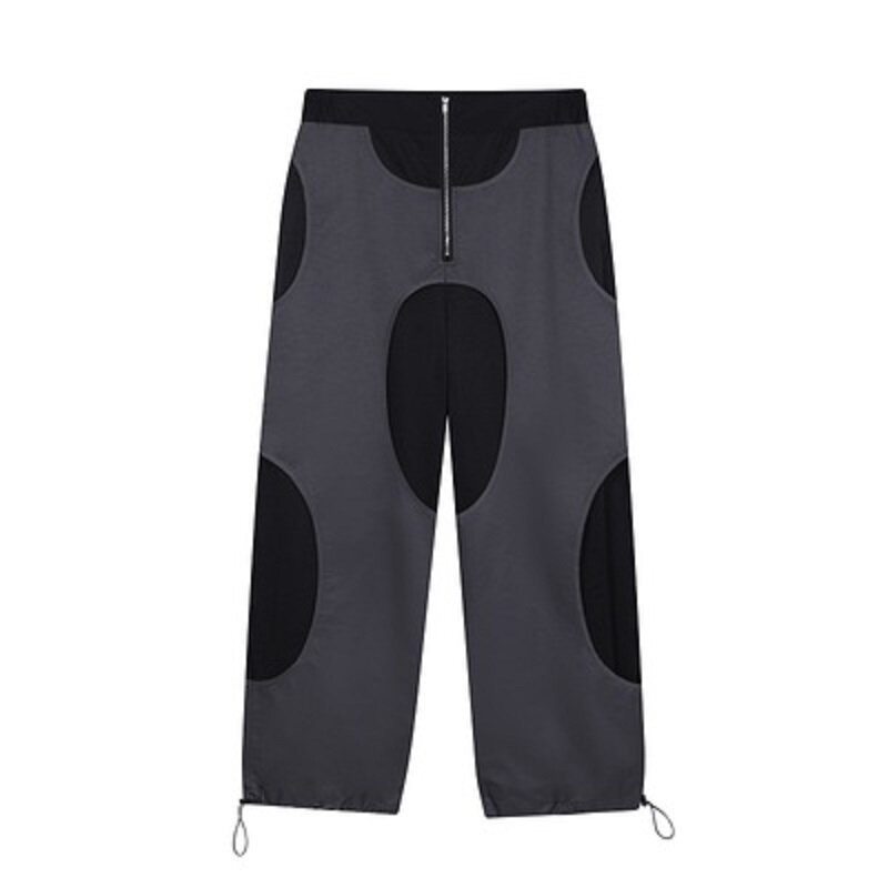 Брюки мужские двухслойные на молнии, шикарные дизайнерские штаны в стиле пэчворк, контрастные черные на осень