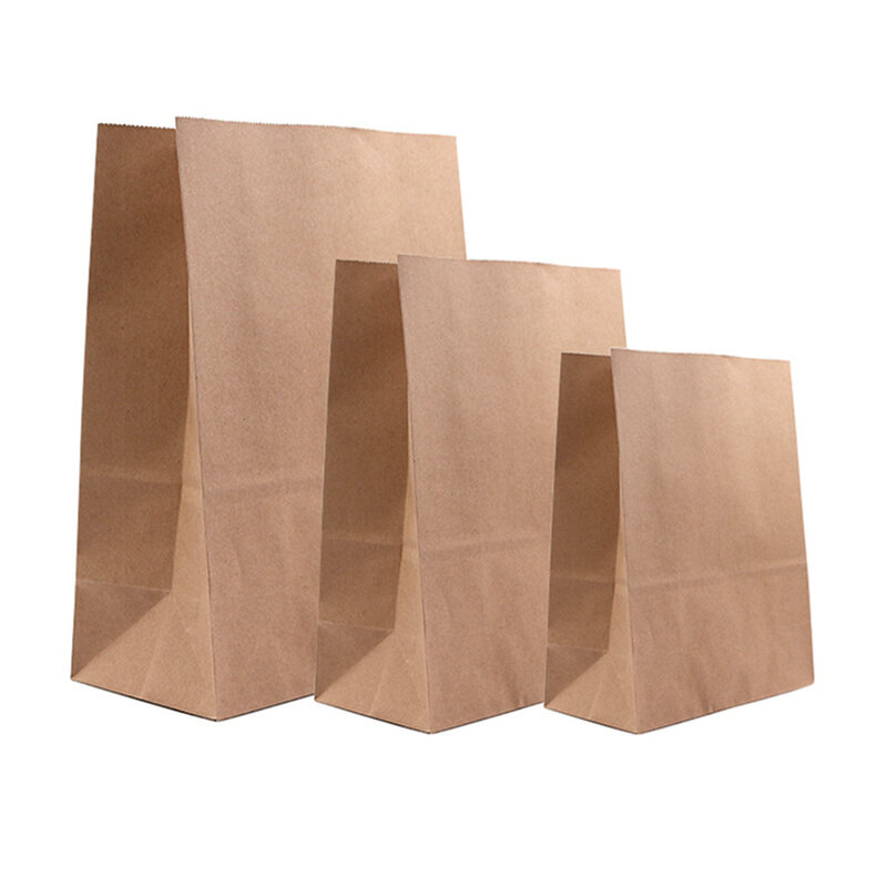 50Pcs Kraft Paper Bags Flat Grease Proof Snacks Cookie Sandwich Food Packaging Bags for Dessert Breads Candy