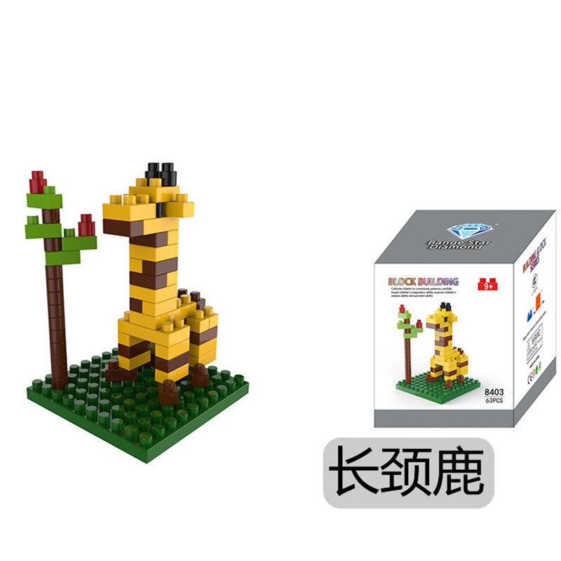 3D Mini Building Blocks DIY  Animal Diamond Model Micro Bricks Dog Cat Bird Panda Educational Toy For Children Birthday Gifts