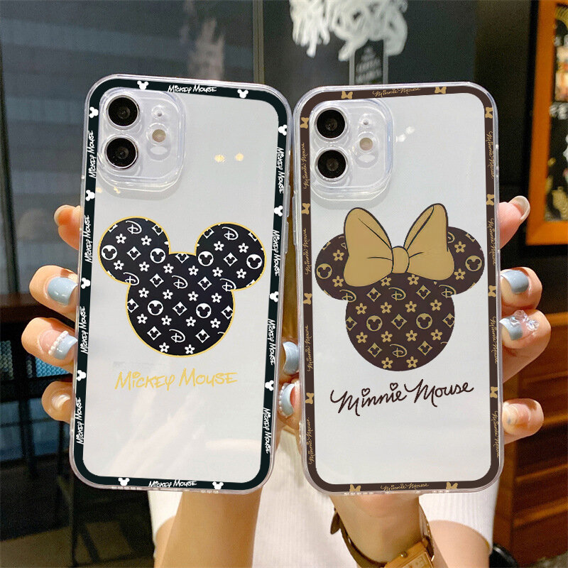 Luxury Brand mickey minnie clear Phone Case For iPhone 14 13 12 11 Pro Max Mini se2 6 6s 7 8 Plus X XR XS Max Soft Cover Carcasa