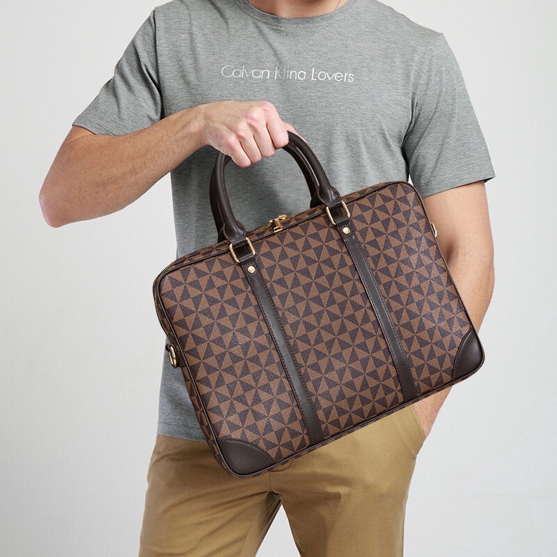Кожаный деловой портфель с принтом для мужчин и женщин, сумка на колесиках для ноутбука 14/16 дюйма, сумка через плечо для компьютера