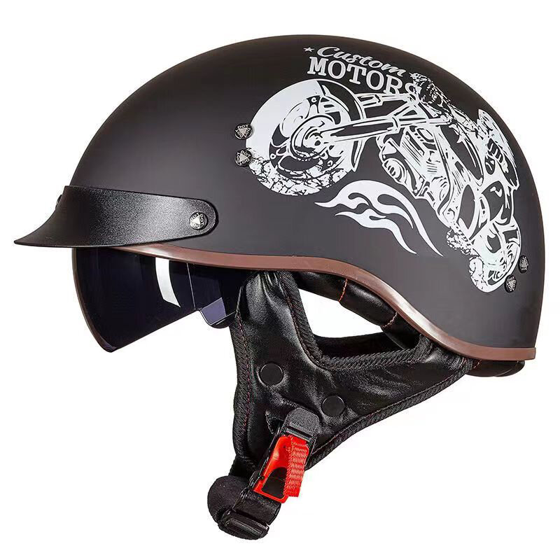 Vintage Motorhelm Mannen Motorfiets Vier Seizoenen Ademend Zonnebrandcrème Draagbare Veiligheid Half Cover Helm