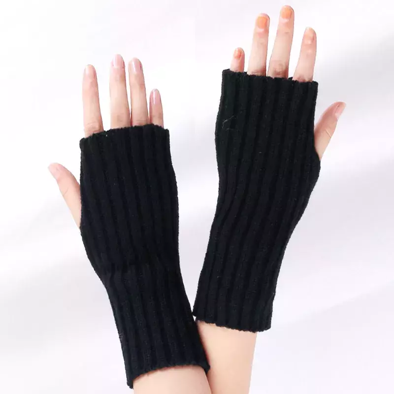 Gants tricotés pour femmes, 1 paire, manches de poignet, chauffe-mains, longs, mi-longs, mitaines, sans doigts, cadeau, automne hiver