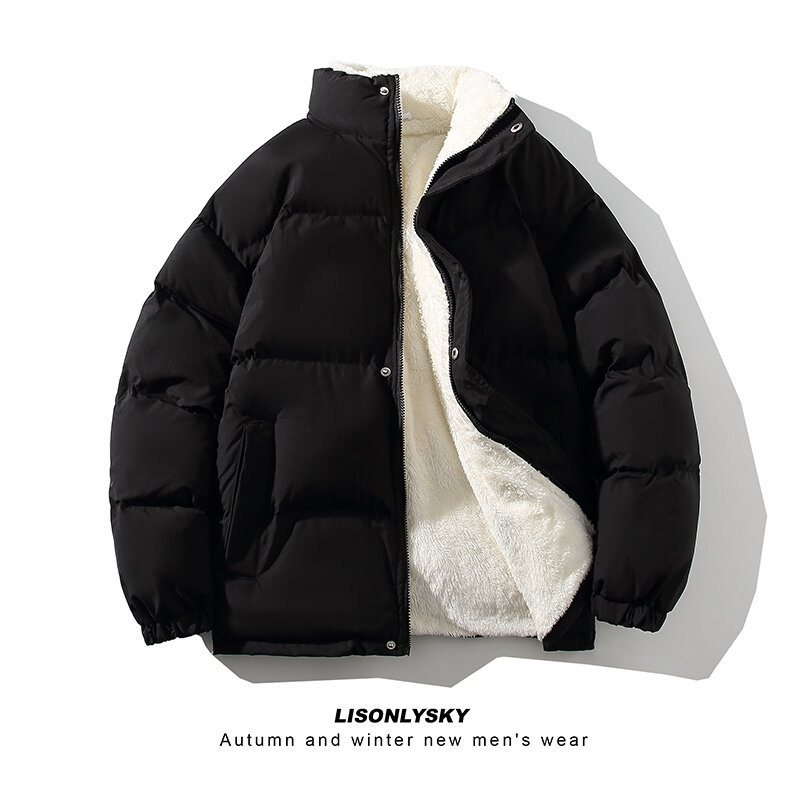 Мужская Флисовая Куртка, однотонная теплая Свободная куртка с воротником-стойкой, новинка зимнего сезона 2022