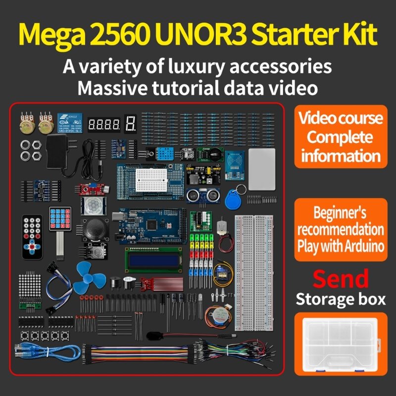 UNO 2560 UNOR3 Nano Starter Kit для начинающих с 54 цифровыми контактами ввода-вывода Dropship