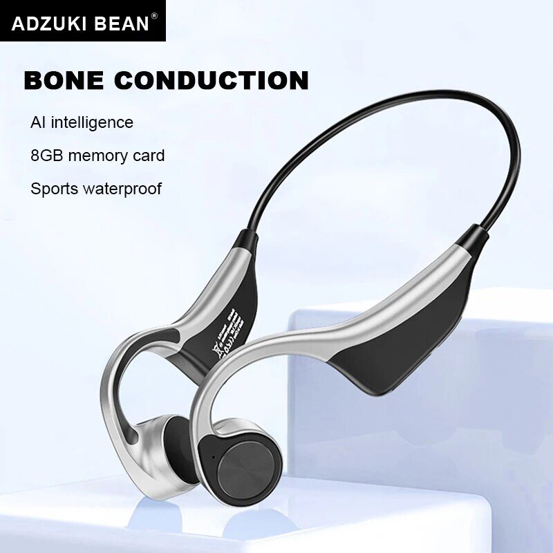 Adzuki-Bluetoothヘッドセット,スポーツ,ワイヤレスヘッドフォン,本物の骨,メモリカード付きイヤホン,音楽,ランニング用