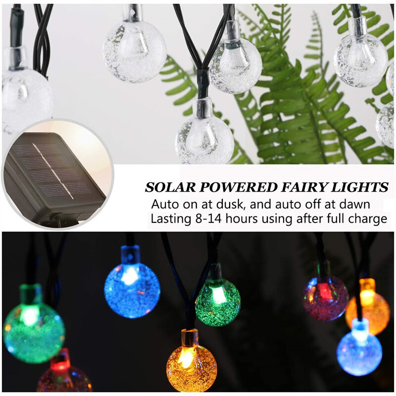 Luces solares para decoración de jardín al aire libre, lámpara Led de globo de cristal con 8 modos, luz de Patio alimentada por agua