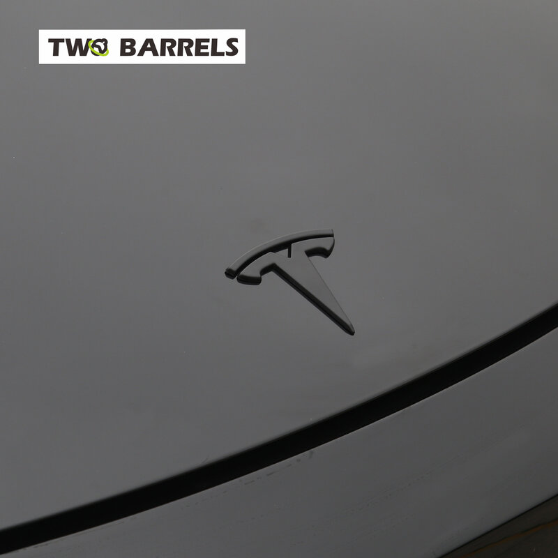 3 Pcs Logo Stickers For Tesla Model Y & 3 Front Rear Trunk Steering Wheel Styling Logo Emblem Matte Black Paste Car Accessories