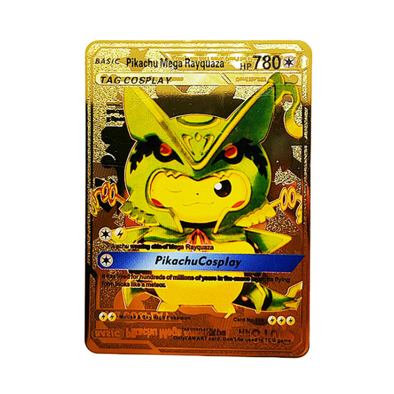 โลหะ Pokemon การ์ด Vmax โลหะ Pokemon ตัวอักษร Pikachu Mewtwo Charizard Vmax Ex Golden เงาตัวอักษรการ์ดเกมคอลเลกชันของเล่น